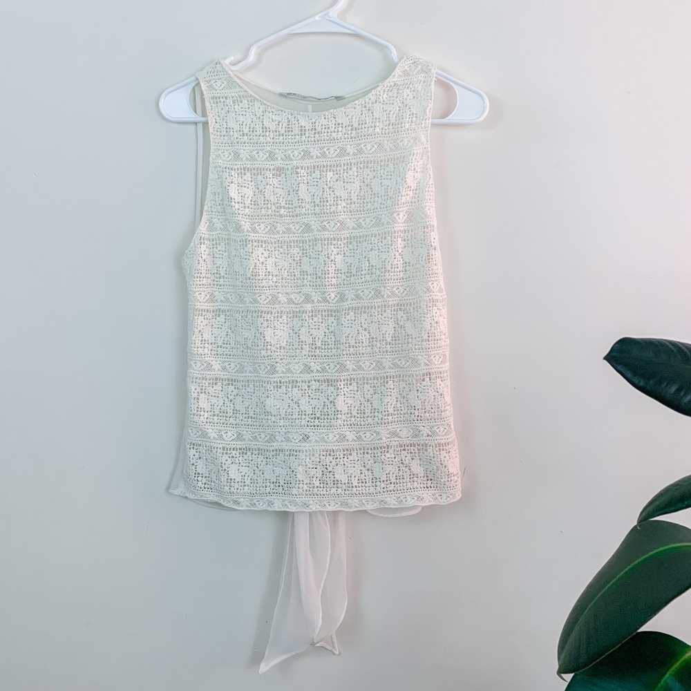 Zara white lace tie back tank (XS)